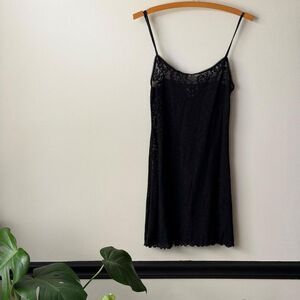 Late 90s black floral lace slip